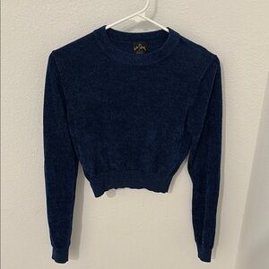 Wild Fable Blue Crew Neck Cropped Sweater